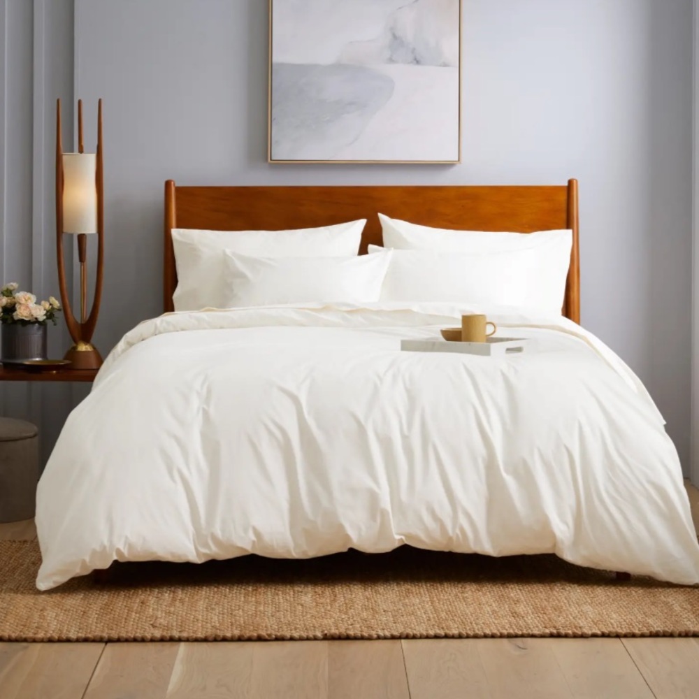 Quince Twin Luxury Organic Percale Duvet Cover NWT
